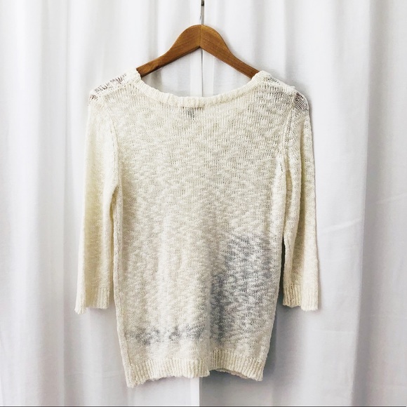 Love By Design lightweight cream cat sweater M - Picture 6 of 7